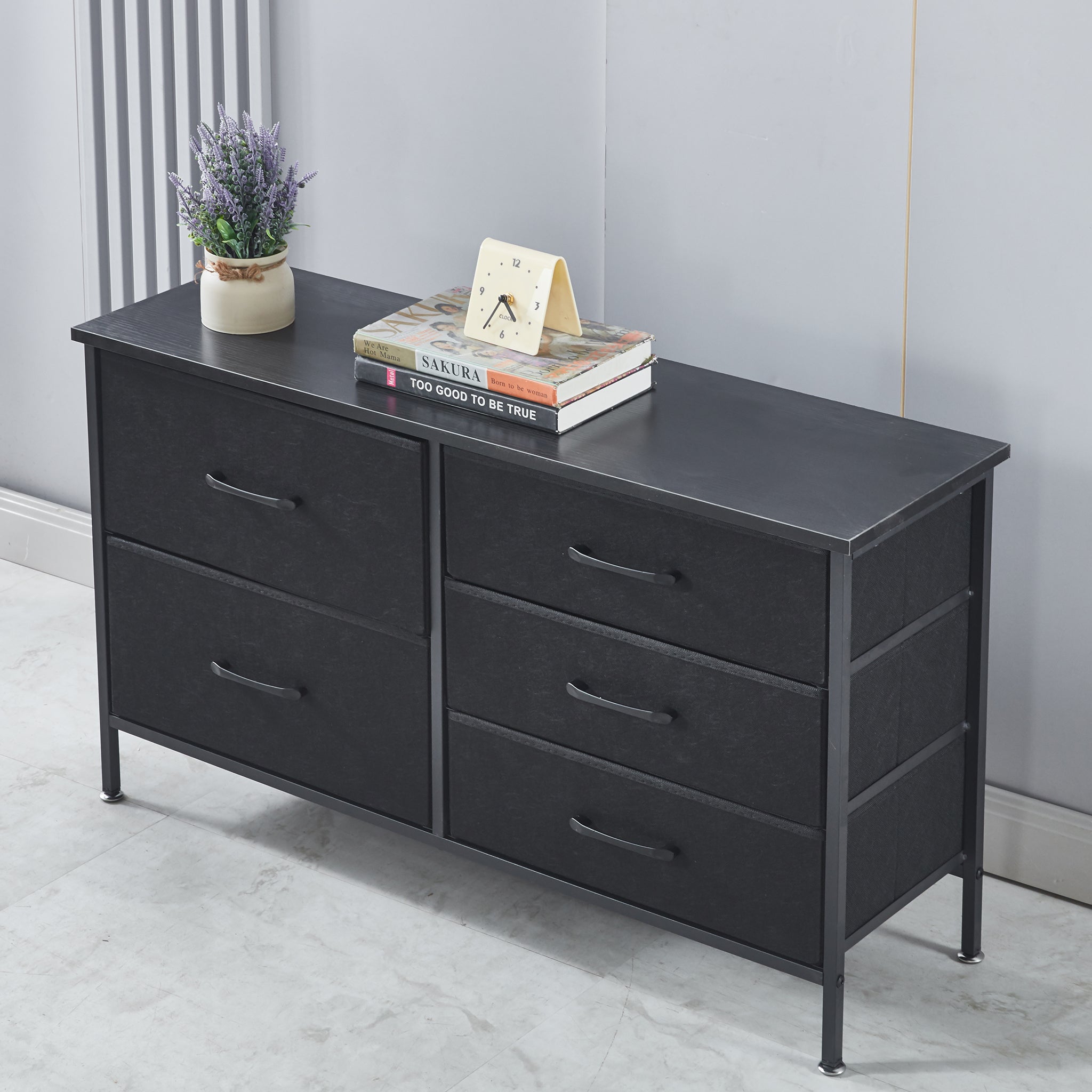 Storage Cabinet 5 Drawers TV Stand  OT-119 Black