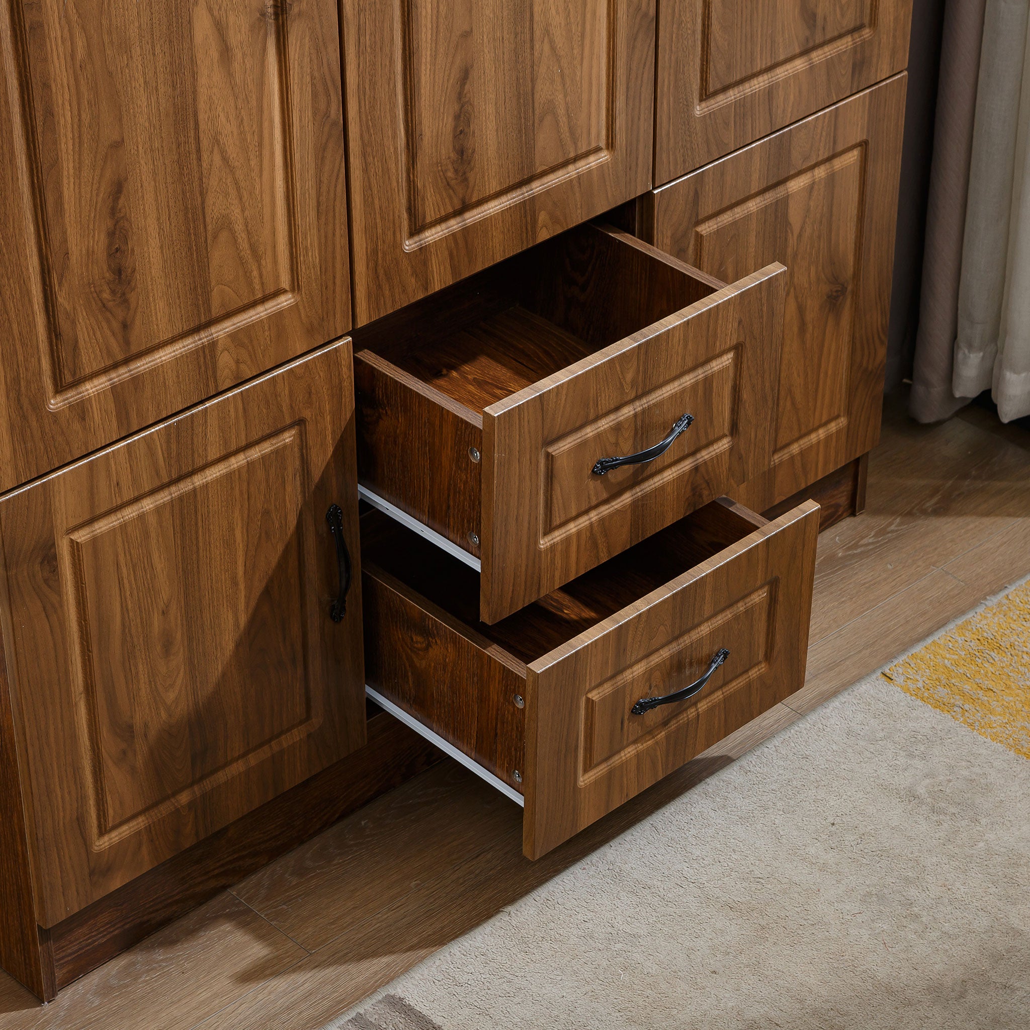 3 Door Wardrobe Closet Armoire Storage Cabinet WD-116 Golden 0ak