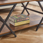 Spacious open storage shelf on industrial rustic coffee table