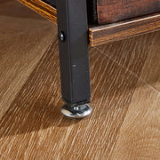 Adjustable foot pad on heavy-duty ladder bookshelf with drawer