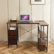 L-Shaped Desk with Power Outlets & Drawers