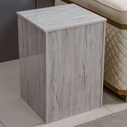 Modern 3-Drawer Side Table with elegant grey finish and sleek design, perfect for bedroom or living space.