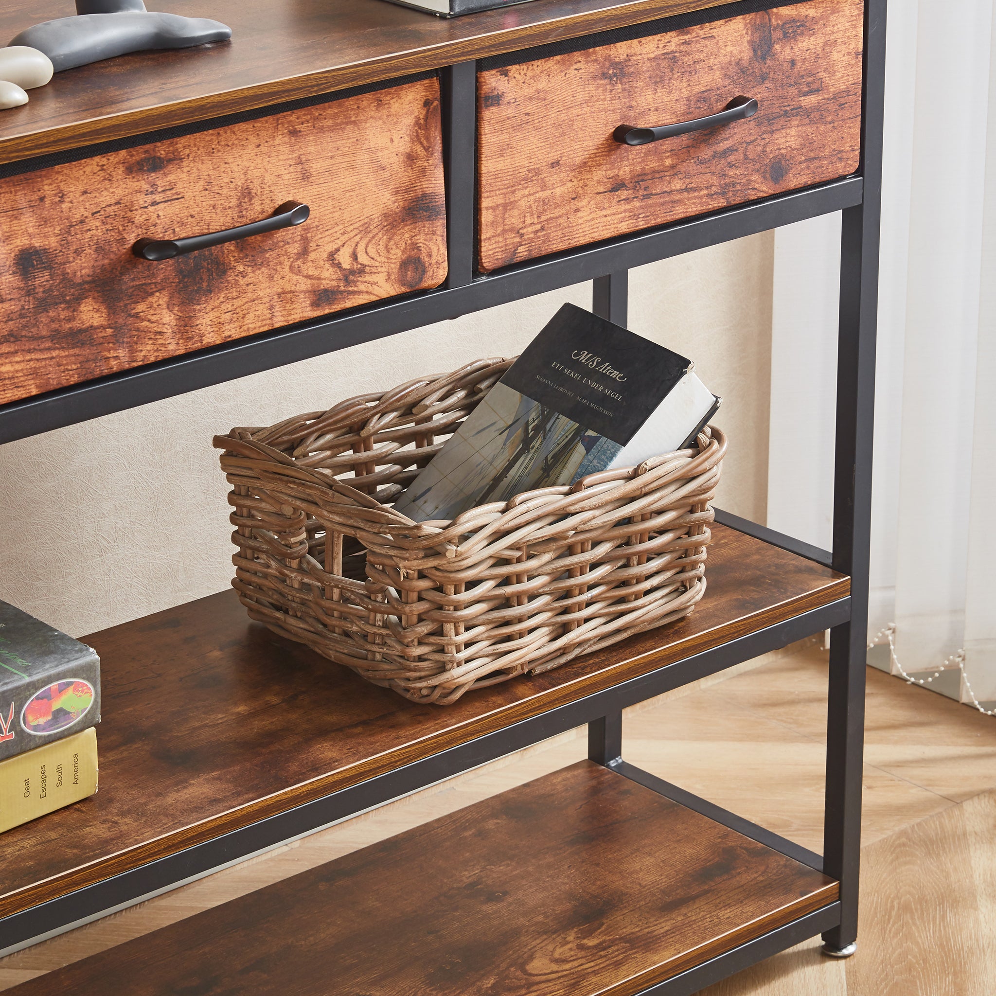 Console Table 3 Drawer Shelf OT-202 Berlin Rustic