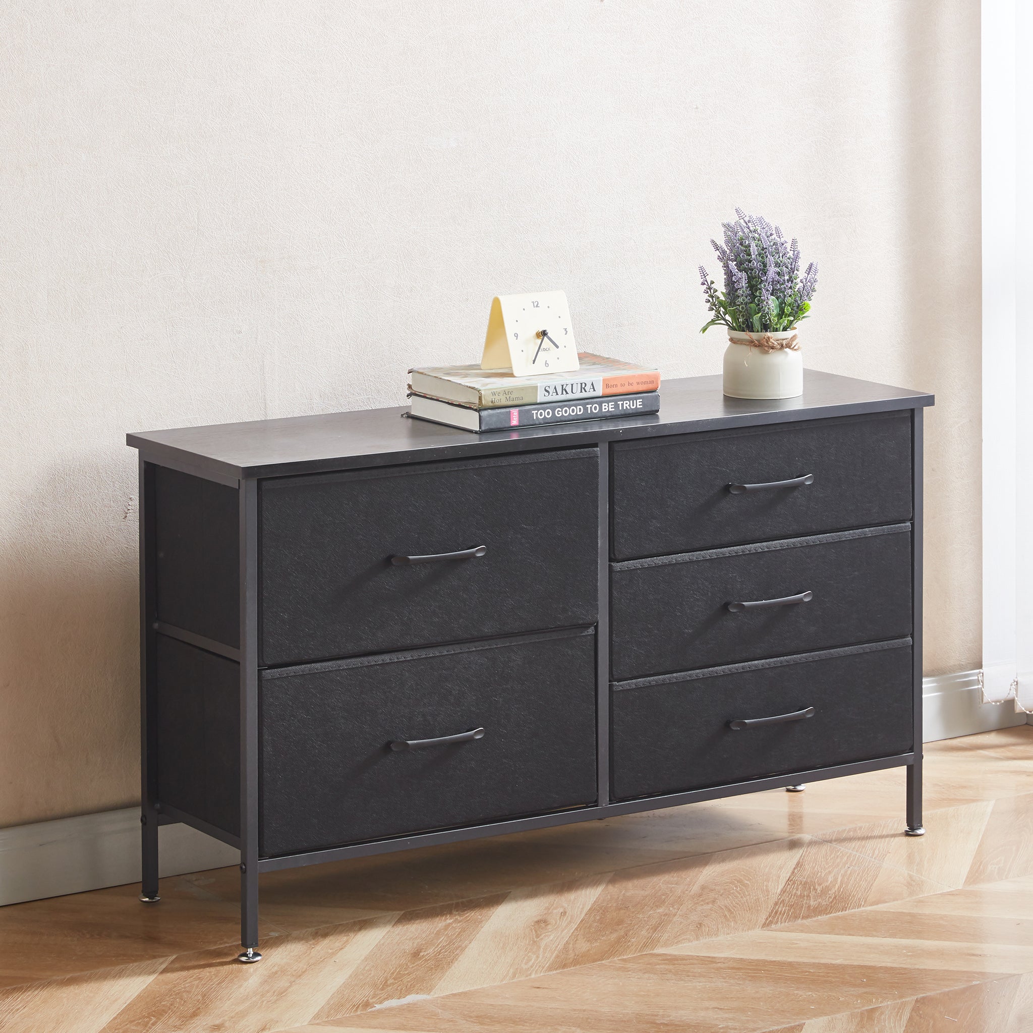 Storage Cabinet 5 Drawers TV Stand  OT-119 Black