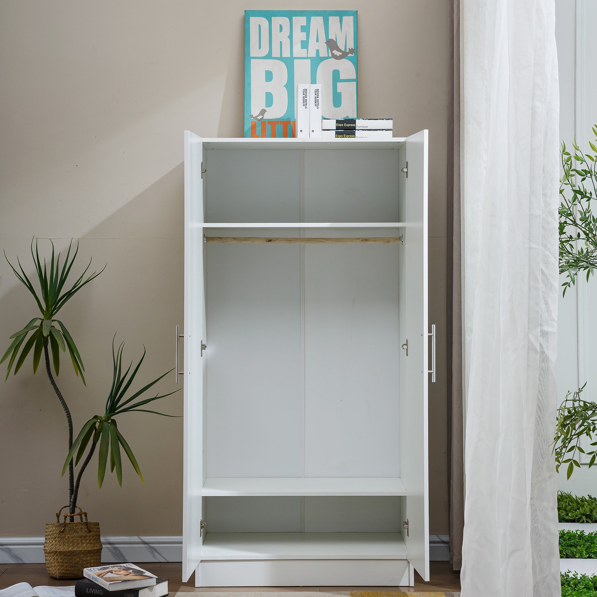 2 Door Wardrobe Storage Cabinet WD-112 WHITE
