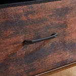 Fabric storage drawer with metal handle on ladder bookshelf with drawer