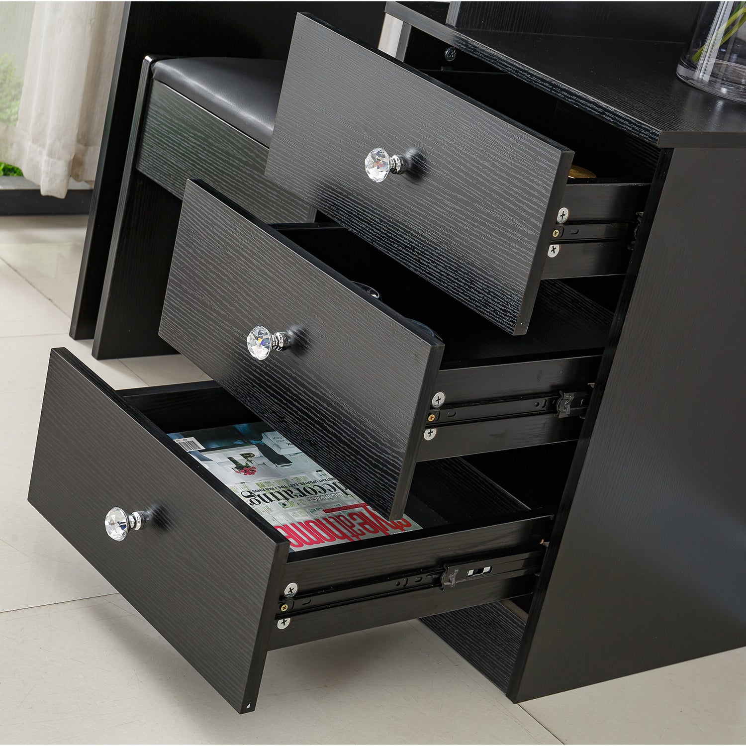 Black Dressing Table with Mirror Furniture