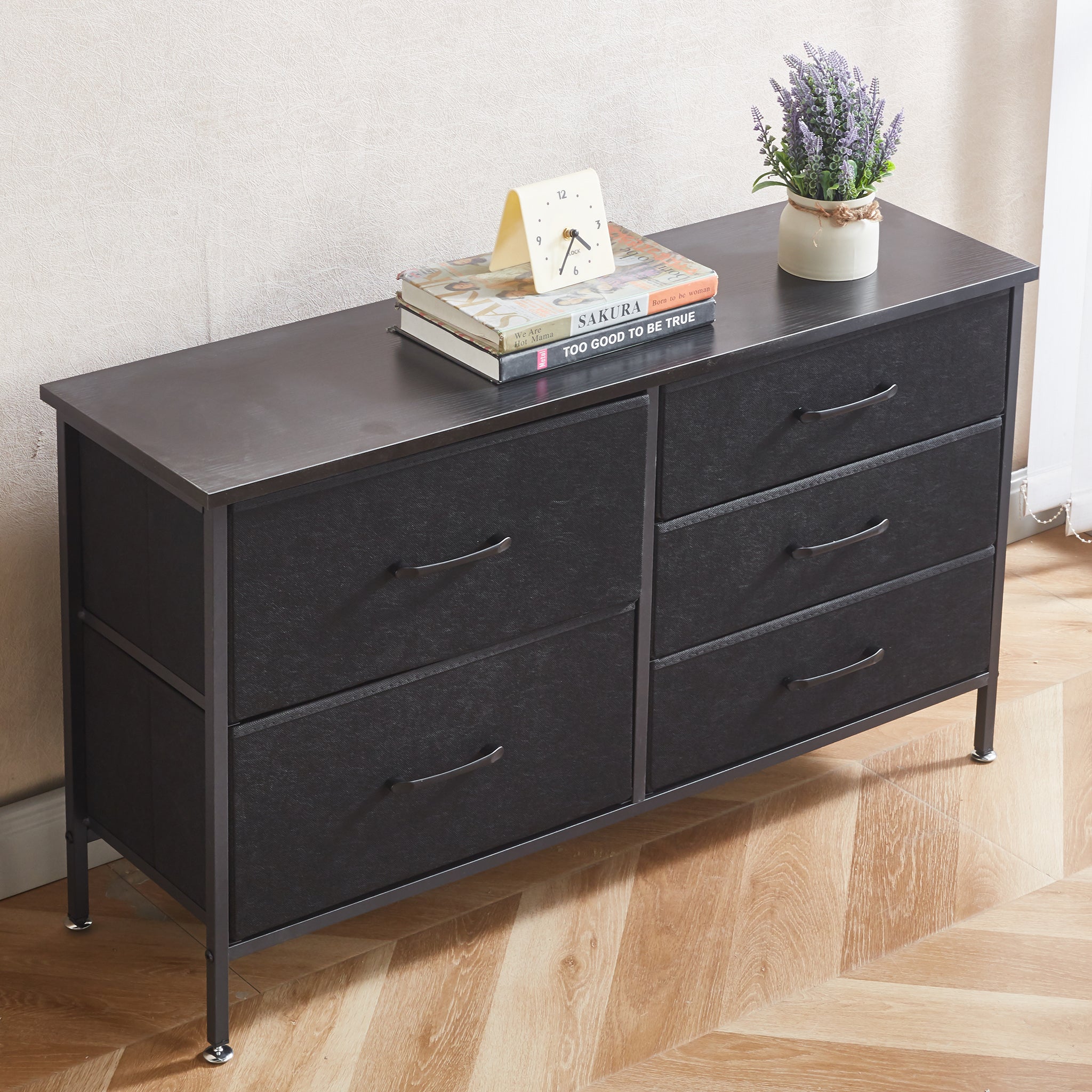 Storage Cabinet 5 Drawers TV Stand  OT-119 Black