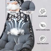 Gray cushioned hammock swing chair F95 with breathable and soft features on gray background | Artisansa SA