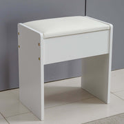 White Dressing Table with LED Mirror matching white stool with padded seat for a complete makeup station.