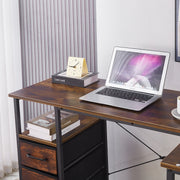L-Shaped Desk with Power Outlets & Drawers