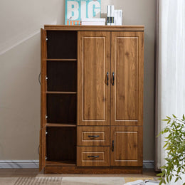 3 Door Wardrobe Closet Armoire Storage Cabinet WD-116 Golden 0ak