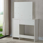 Artisansa DR-14 white dressing table with mirror on top placed in a room with curtains and indoor plants - bedroom vanity scene
