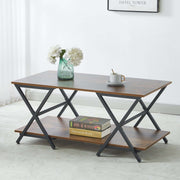 Elegant wood grain tabletop on industrial rustic coffee table