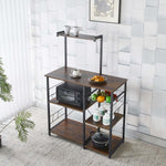 Kitchen Baker's Rack with microwave stand, wire baskets, and coffee station, perfect for kitchen organization.