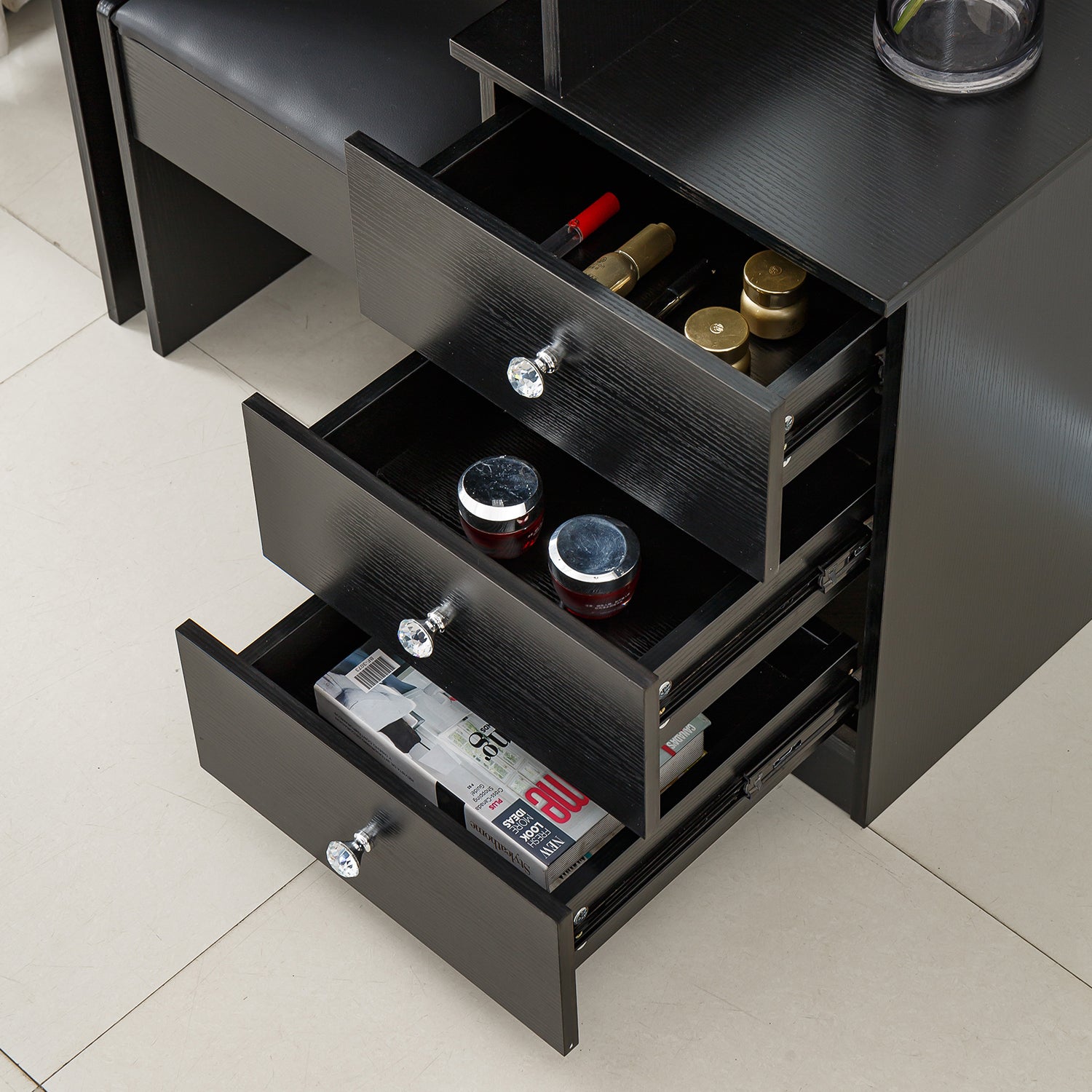 Black Dressing Table with Mirror Furniture