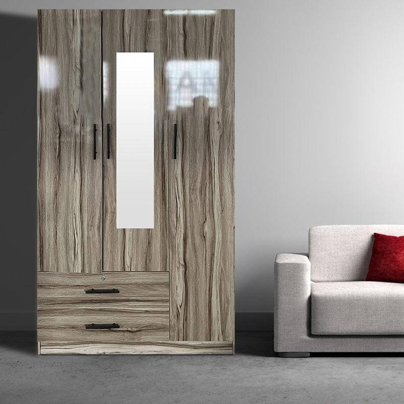 Wood Wardrobe with Mirror