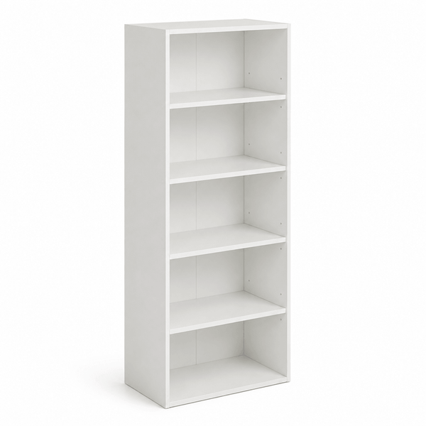 Modern 5-tier bookshelf in white