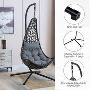 Hammock swing chair F95 with gray cushion featuring non-slip pad, sturdy support base, and durable chain | Artisansa SA