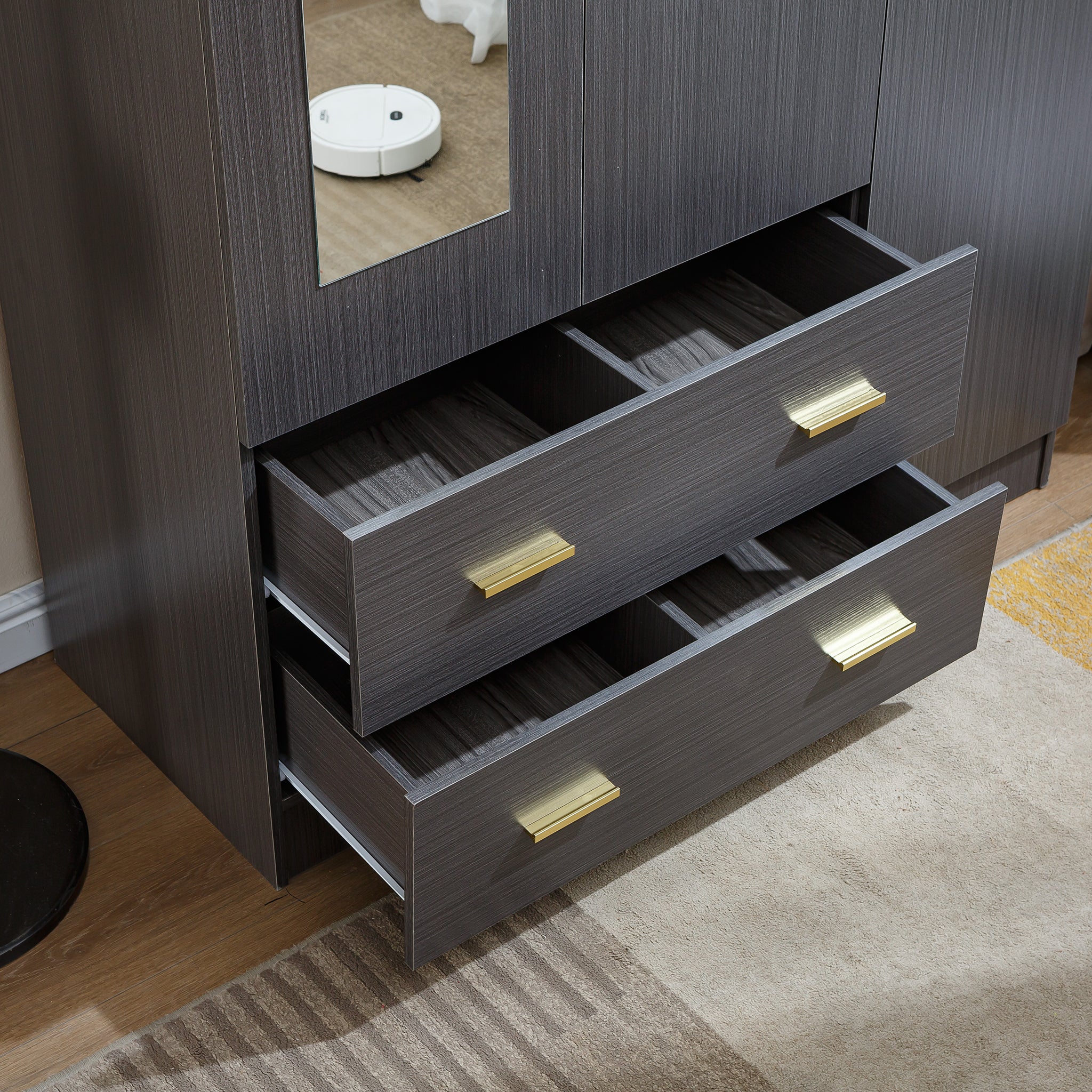 3 Door Wardrobe with Mirror Closet Clothes Storage  WD-115 Straight Oak