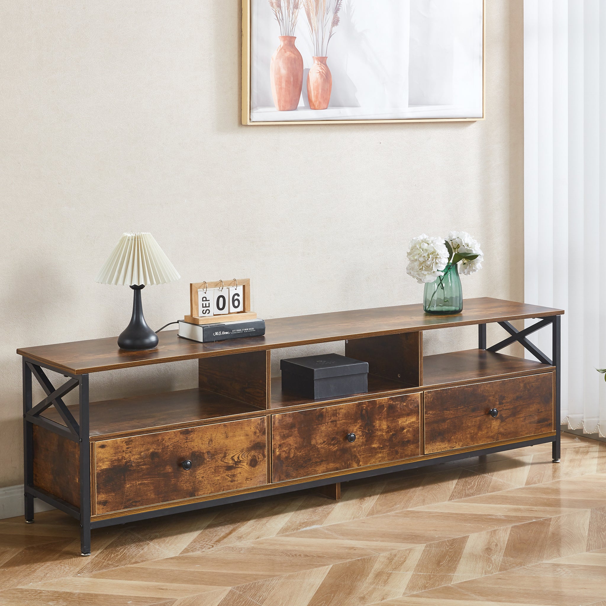 TV Stand Media Console with Storage Shelves TV-14