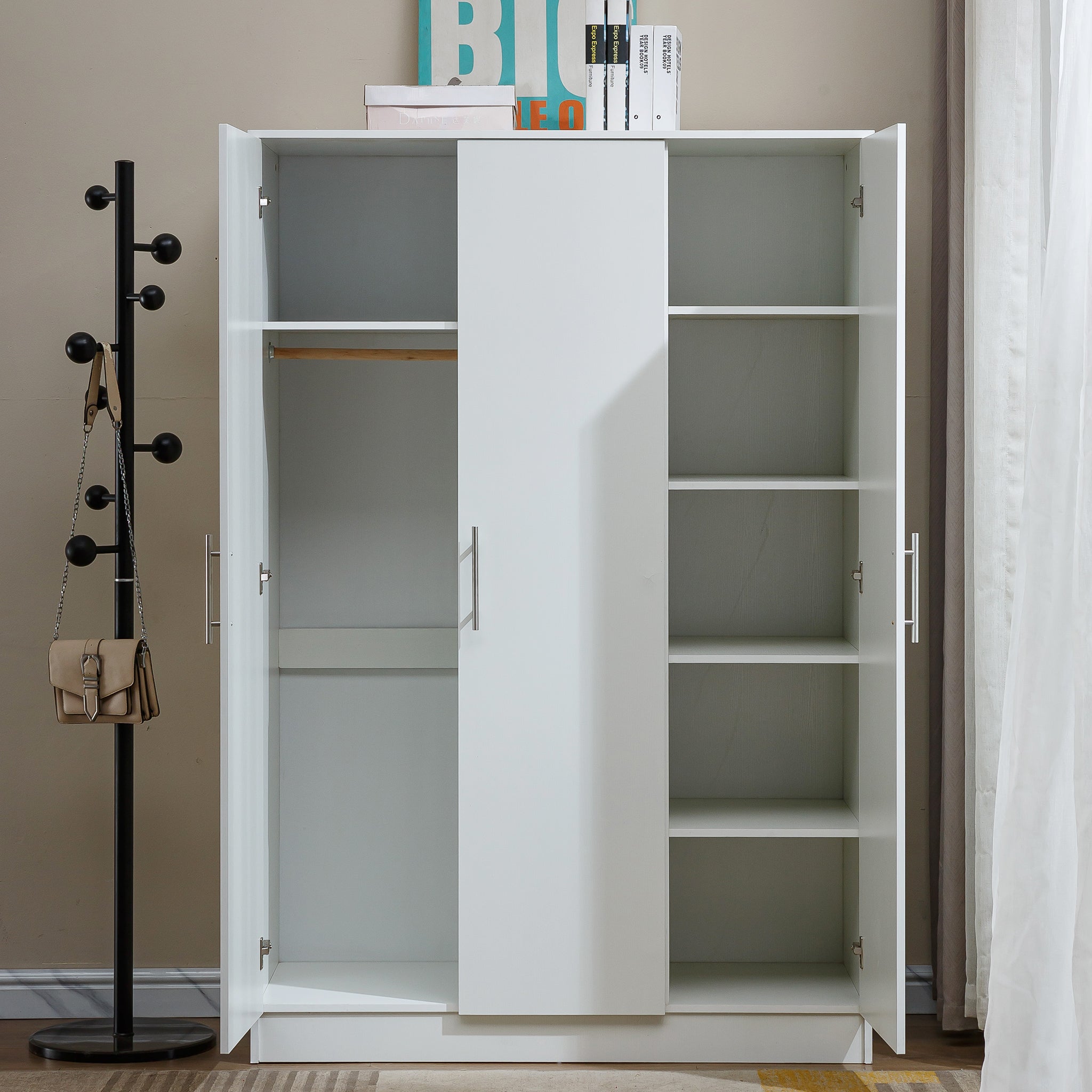 3 Door Wardrobe Clothes Closet WD-117 WHITE