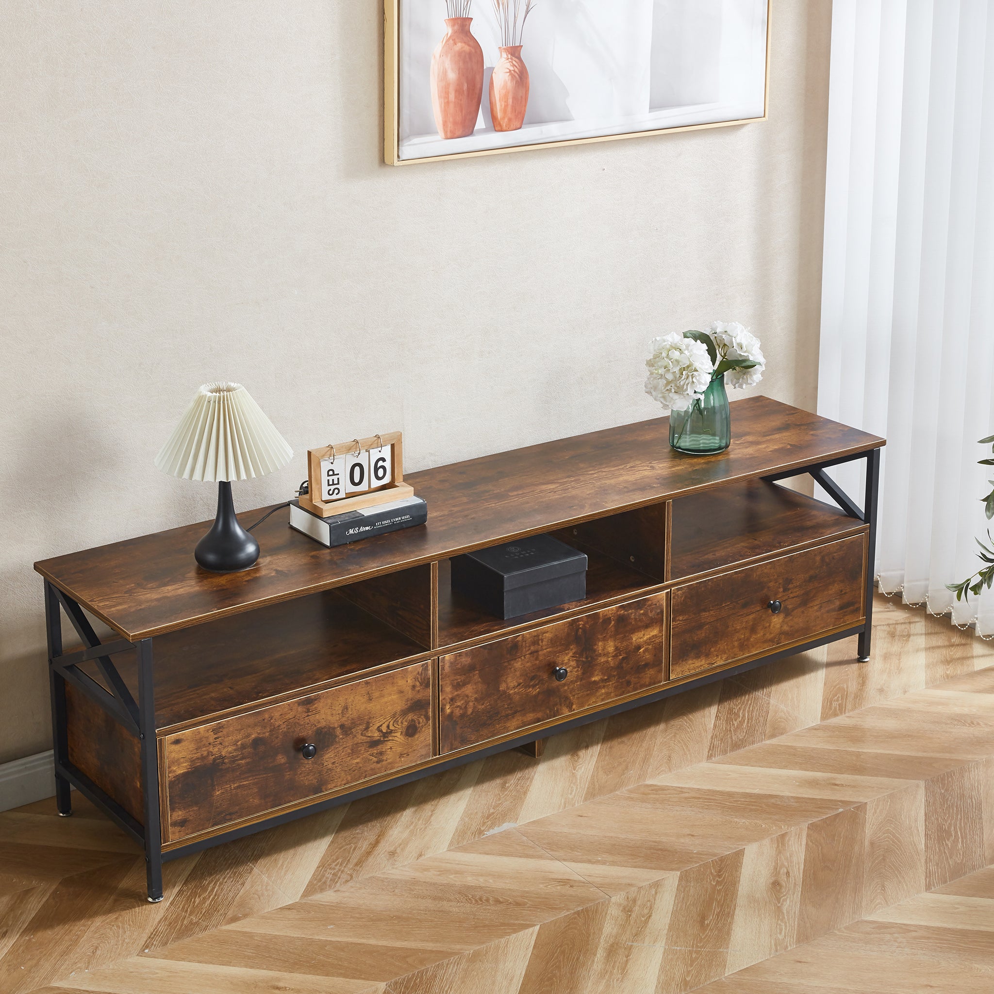 TV Stand Media Console with Storage Shelves TV-14