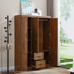 3 Door Wardrobe Closet Armoire Storage Cabinet WD-116 Golden 0ak