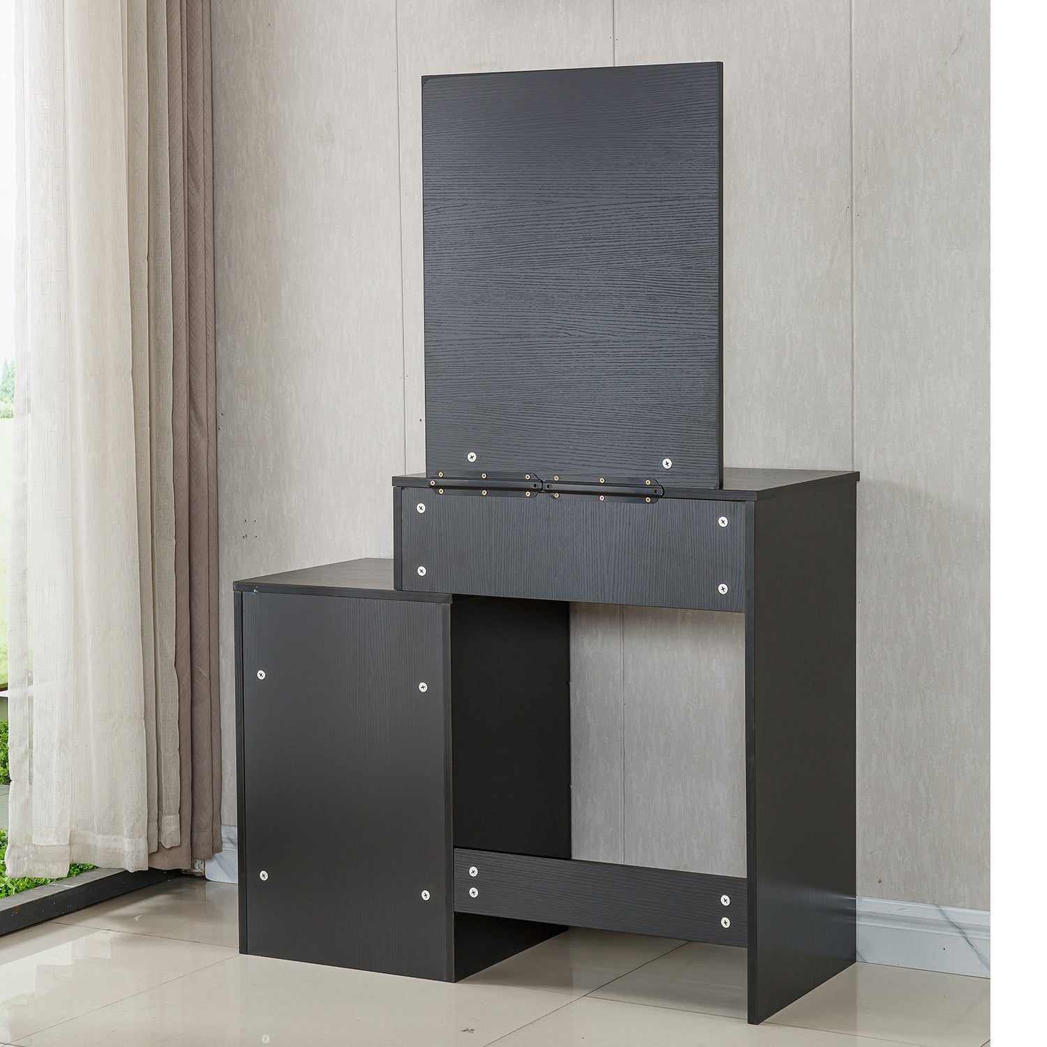 Black Dressing Table with Mirror Furniture
