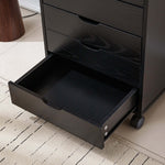 Black Bedside Table with Drawers featuring an open drawer for easy access and storage.