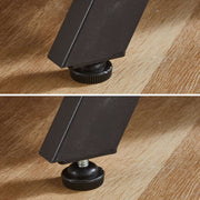 Close-up of a black adjustable leg on a wooden surface| Artisansa SA
