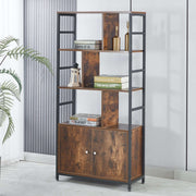Industrial Bookcase with Cabinet – 4-Tier
