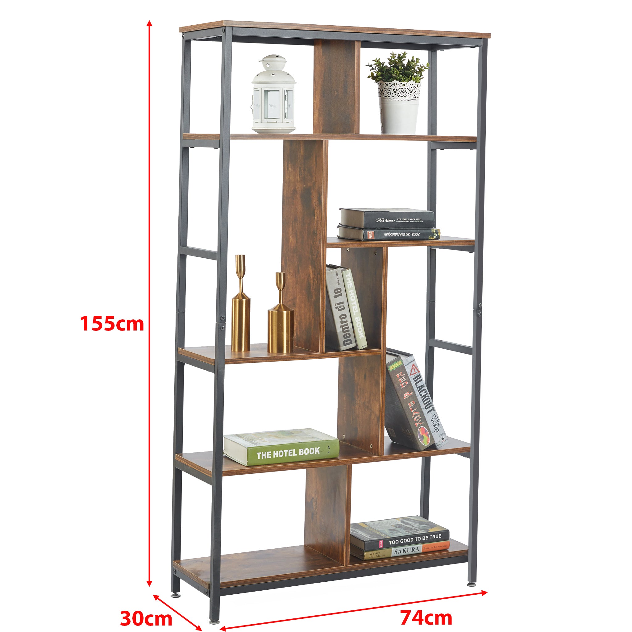 Bookcase Industrial Storage Rack Shelf SF-01 Buring wood
