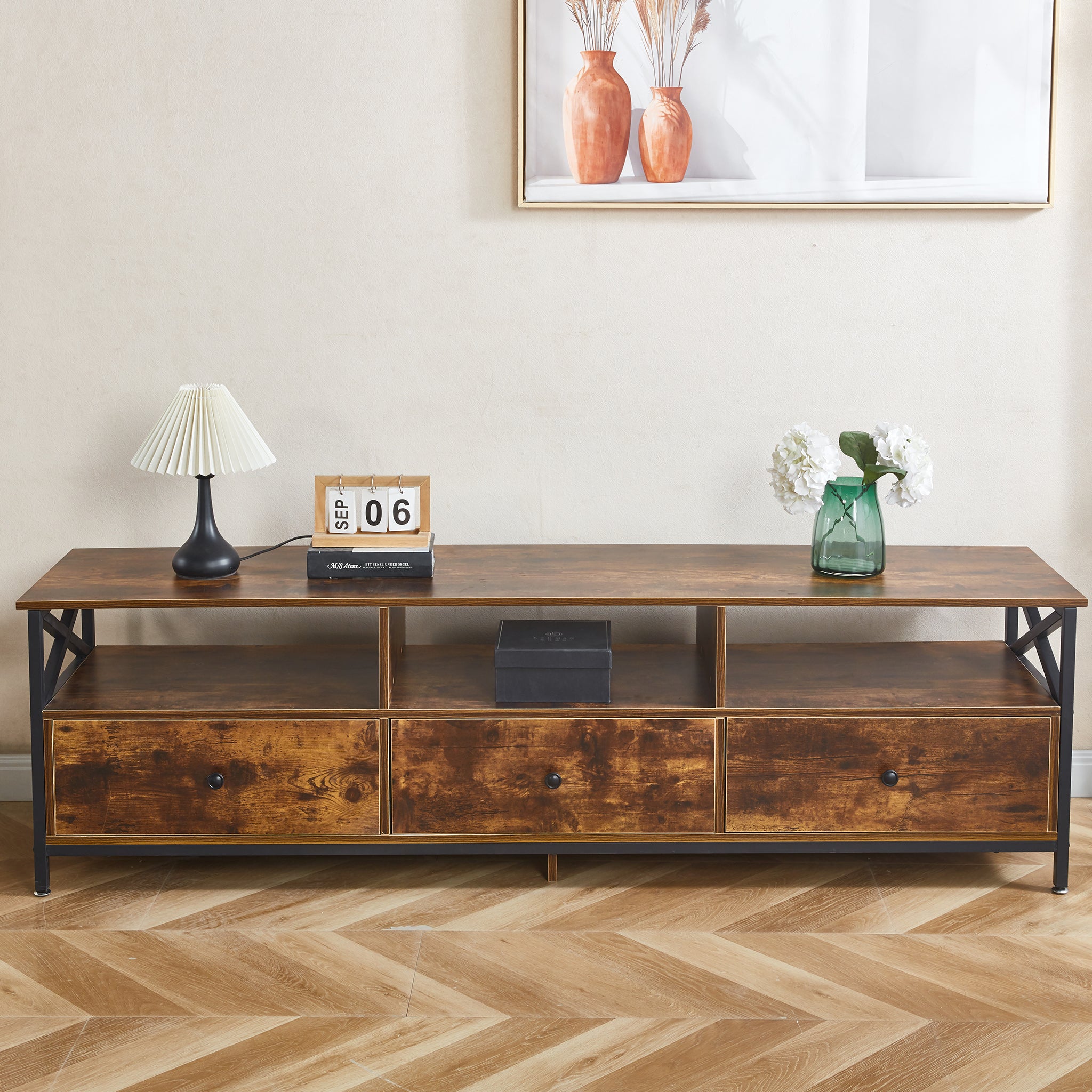 TV Stand Media Console with Storage Shelves TV-14