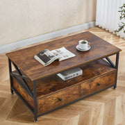 Coffee Table Side End Table with Storage Shelf Center Desk