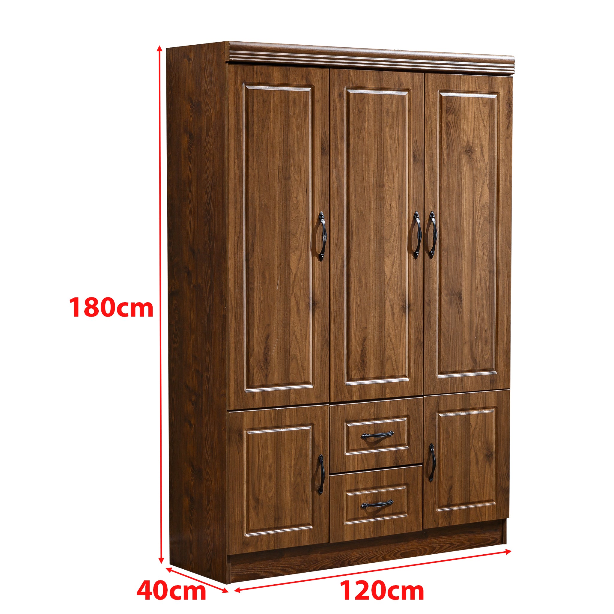 3 Door Wardrobe Closet Armoire Storage Cabinet WD-116 Golden 0ak