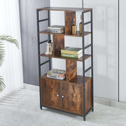 Industrial Bookcase with Cabinet – 4-Tier