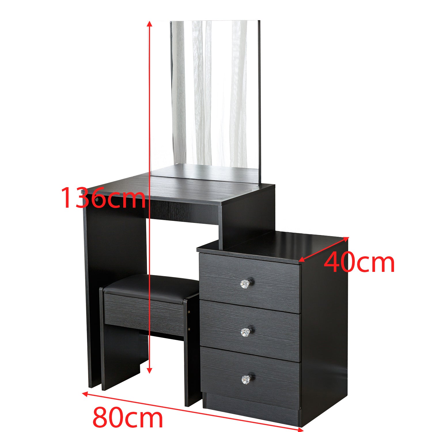 Black Dressing Table with Mirror Furniture