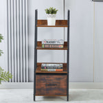 Wooden bookshelf with books and a plant against a gray wall | Artisansa SA
