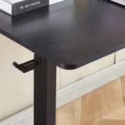 Close-up of the ArtisanSA Electric Standing Desk black surface showcasing adjustable clamp and sleek design.