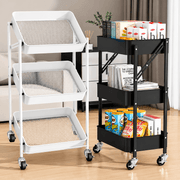 Space-saving rolling storage cart with three mesh baskets for kitchen bathroom or laundry