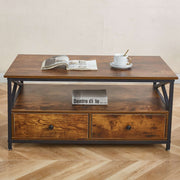Coffee Table Side End Table with Storage Shelf Center Desk