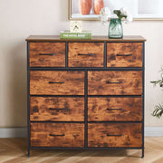 Storage cabinet 9 drawers OT-117 wooden dresser with multiple drawers in a room setting - rear angle | Artisansa SA