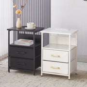 Bedside Table with Charging Station & LED Light