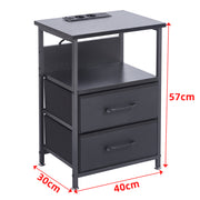Bedside Table with Charging Station & LED Light
