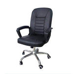 Ergonomic Executive Office Chair BX124 with black faux leather design and chrome base, perfect for lumbar support and comfort.