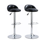 CR-B02 adjustable swivel bar stools set of 2 in black faux leather on white background
