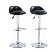 CR-B02 adjustable swivel bar stools set of 2 in black faux leather on white background