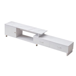 Extendable TV Stand with Marble Top & Storage