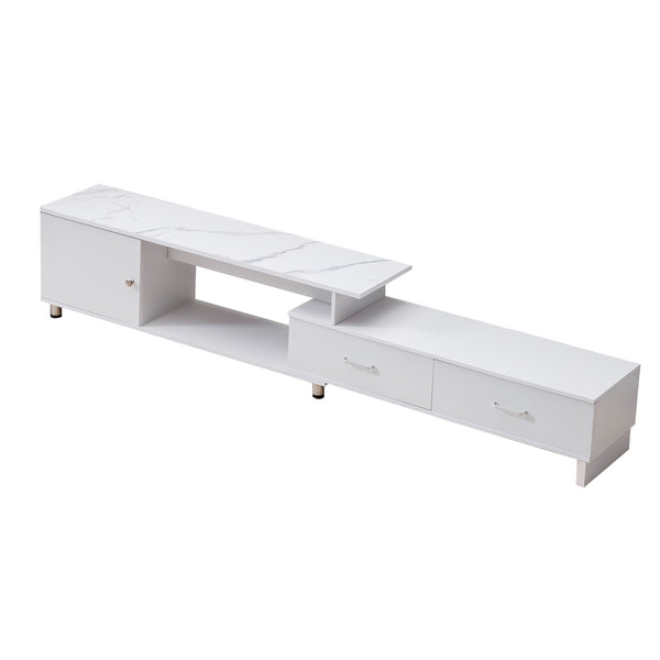 Extendable TV Stand with Marble Top & Storage